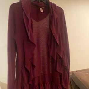 Sweet Pea Cardigan Maroon Sweater